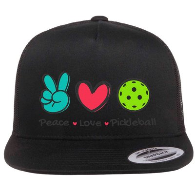 Funny Peace Love Pickleball Court Play Loves Pickleball Flatbill Hat