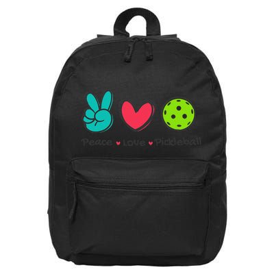 Funny Peace Love Pickleball Court Play Loves Pickleball 16 in Basic Backpack