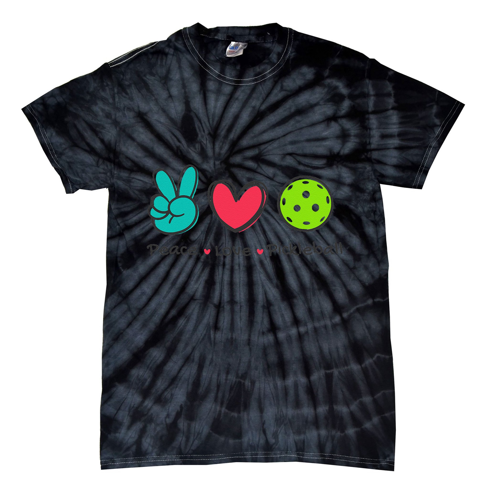 Funny Peace Love Pickleball Court Play Loves Pickleball Tie-Dye T-Shirt