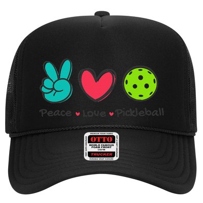 Funny Peace Love Pickleball Court Play Loves Pickleball Trucker Hat