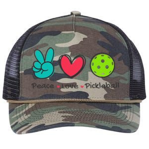 Funny Peace Love Pickleball Court Play Loves Pickleball Retro Rope Trucker Hat Cap