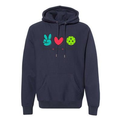 Funny Peace Love Pickleball Court Play Loves Pickleball Premium Hoodie