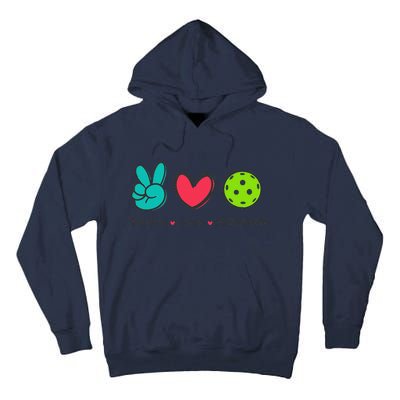 Funny Peace Love Pickleball Court Play Loves Pickleball Tall Hoodie