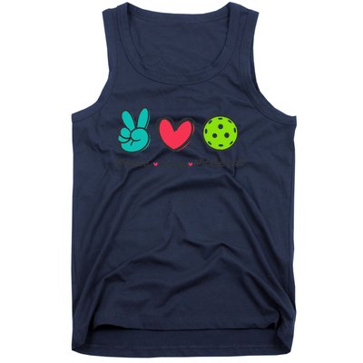 Funny Peace Love Pickleball Court Play Loves Pickleball Tank Top