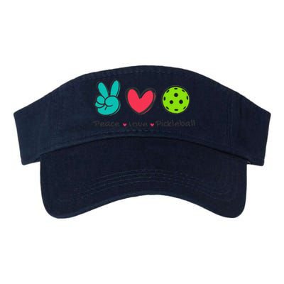 Funny Peace Love Pickleball Court Play Loves Pickleball Valucap Bio-Washed Visor