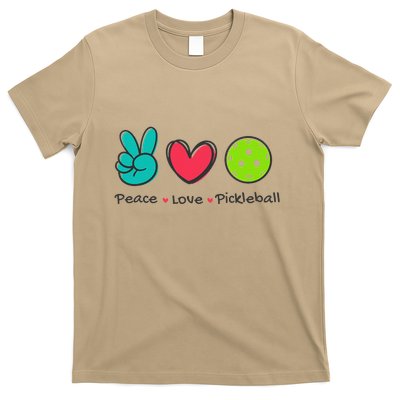 Funny Peace Love Pickleball Court Play Loves Pickleball T-Shirt