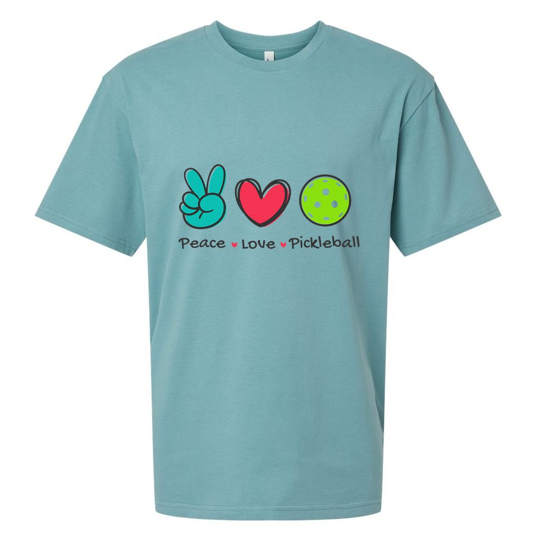 Funny Peace Love Pickleball Court Play Loves Pickleball Sueded Cloud Jersey T-Shirt