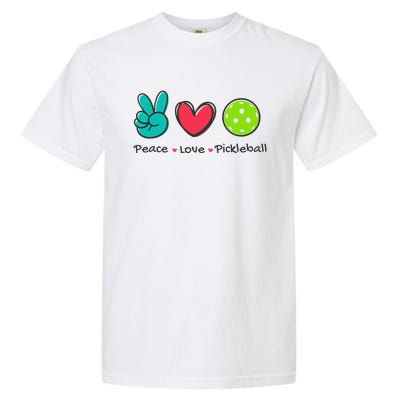 Funny Peace Love Pickleball Court Play Loves Pickleball Garment-Dyed Heavyweight T-Shirt