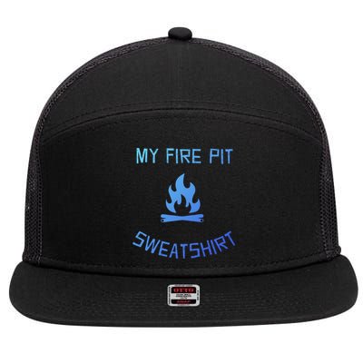 Fire Pit Lake Life Campfire Bonfire Camping Gift 7 Panel Mesh Trucker Snapback Hat