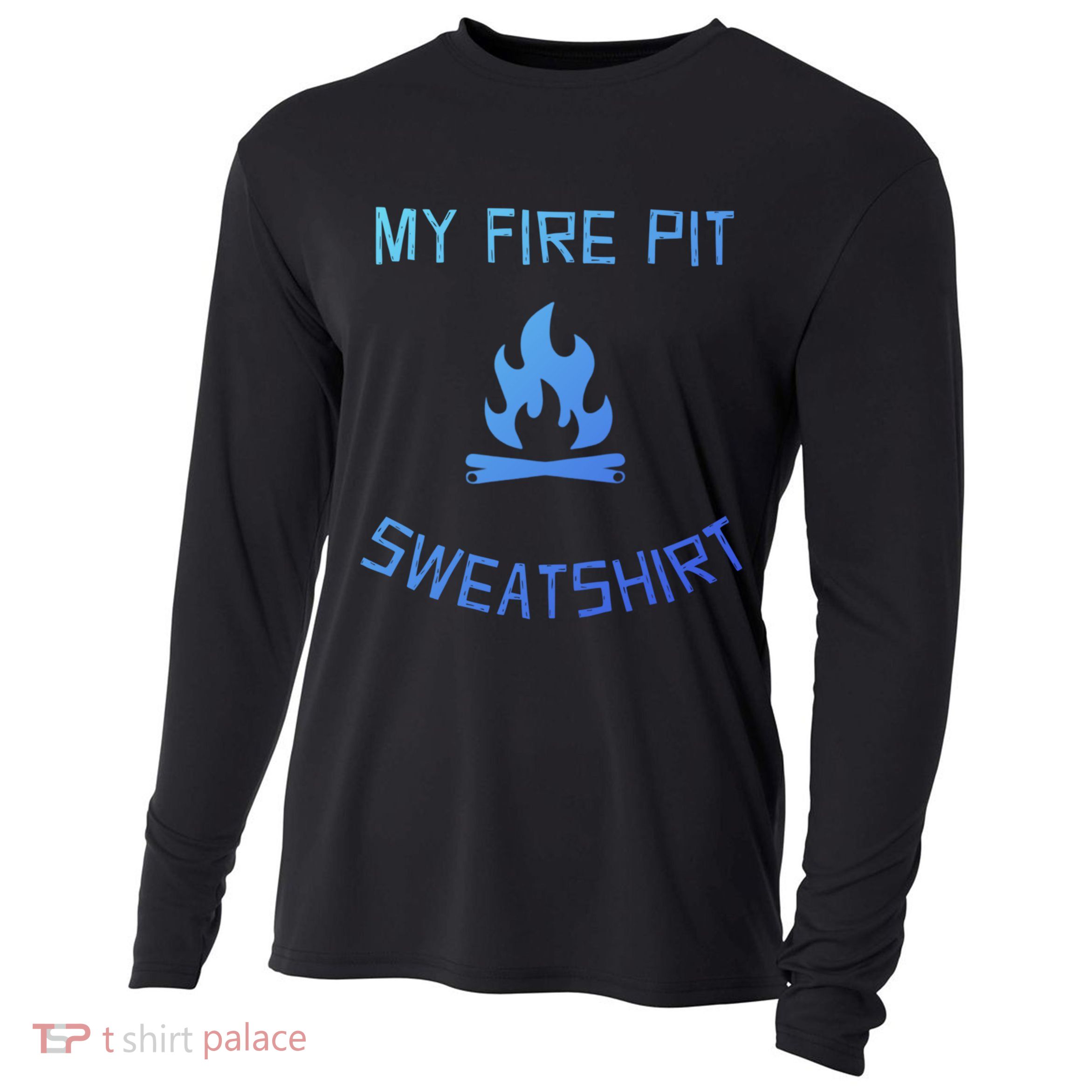 Fire Pit Lake Life Campfire Bonfire Camping Gift Cooling Performance Long Sleeve Crew