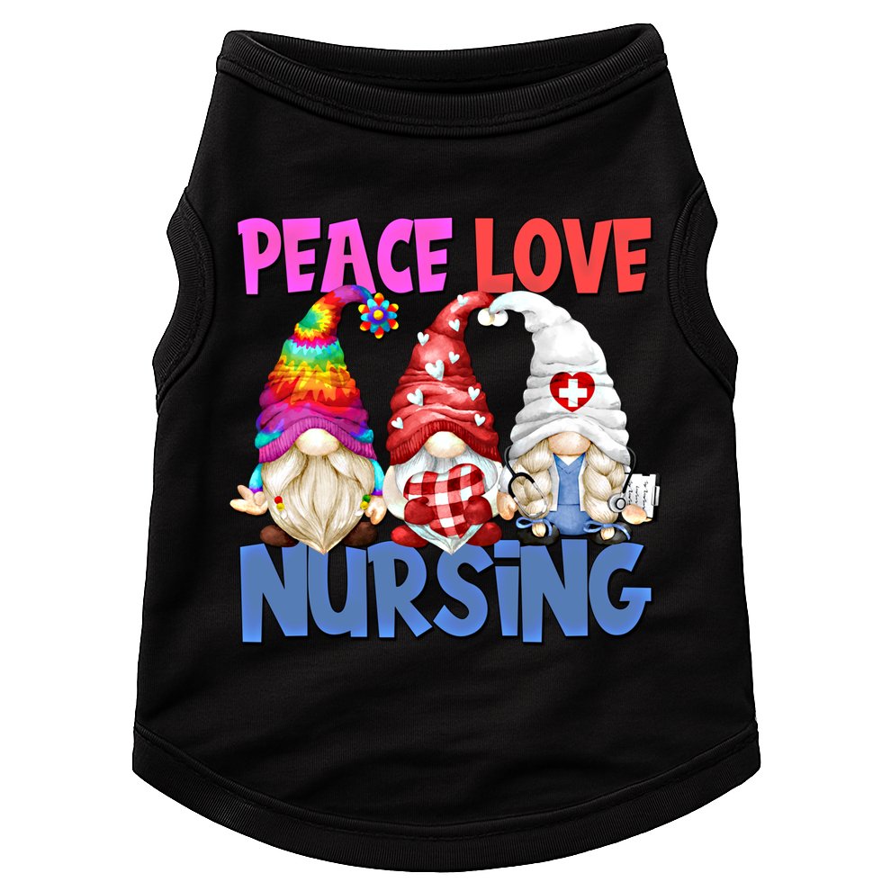 Funny Peace Love Nursing Gnome And Certified Nurse Gift Doggie Tank