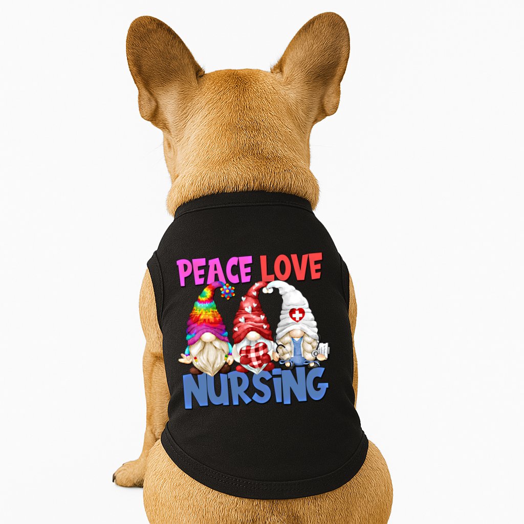 Funny Peace Love Nursing Gnome And Certified Nurse Gift Doggie Tank