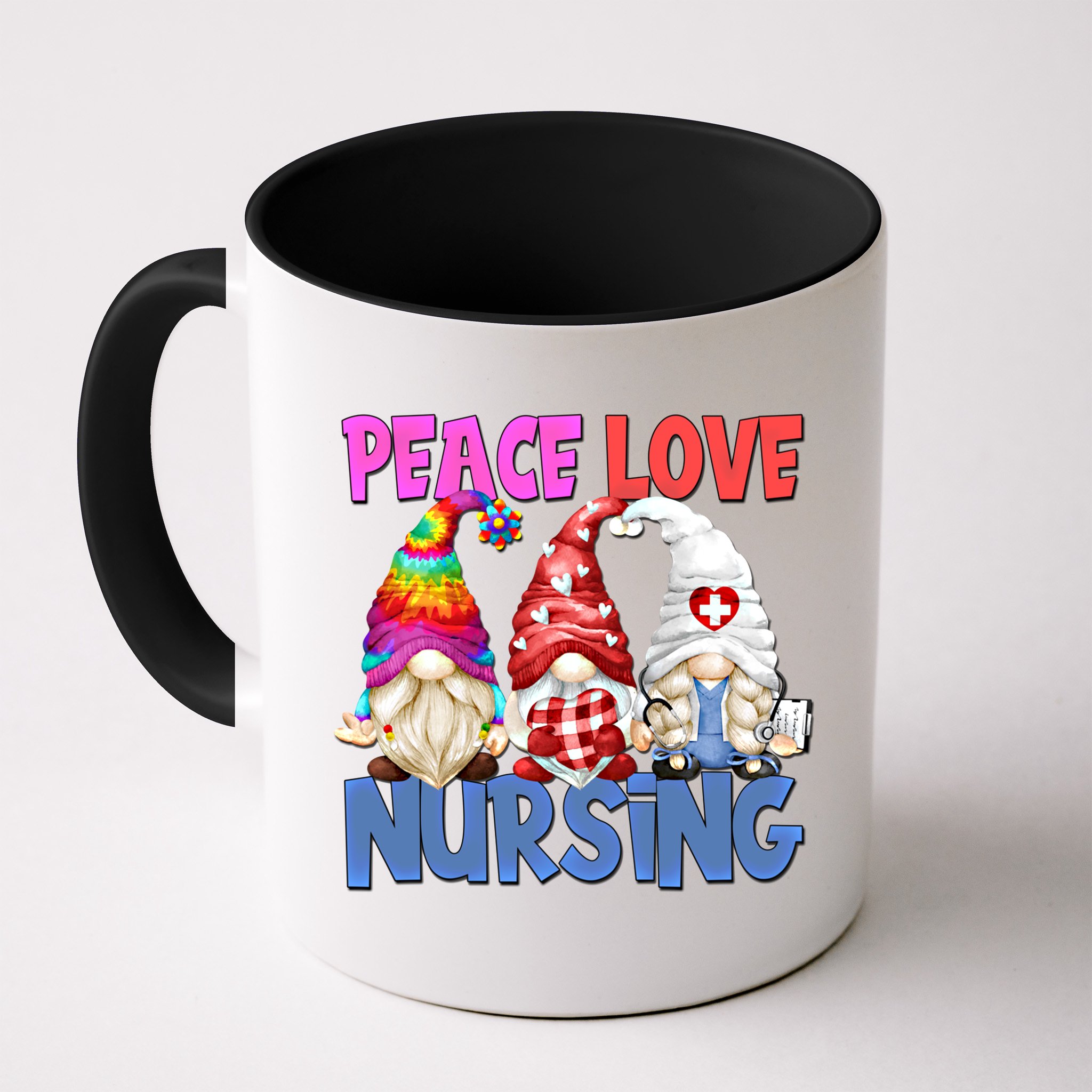 Funny Peace Love Nursing Gnome And Certified Nurse Gift Mug