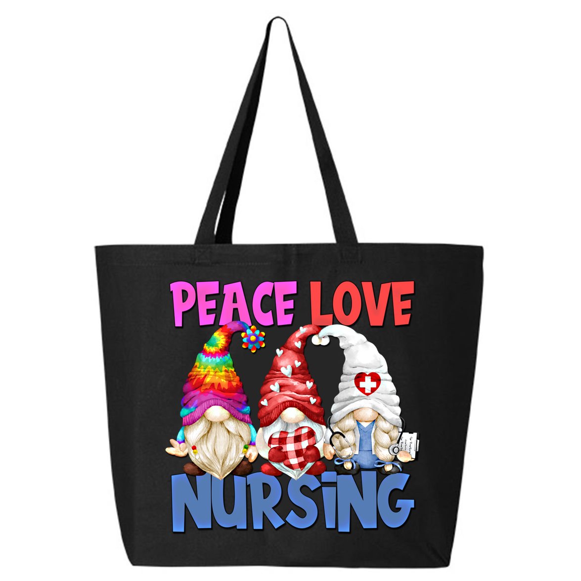 Funny Peace Love Nursing Gnome And Certified Nurse Gift 25L Jumbo Tote