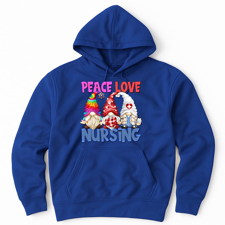 Funny Peace Love Nursing Gnome And Certified Nurse Gift Hoodie