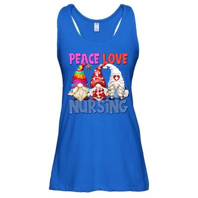 Funny Peace Love Nursing Gnome And Certified Nurse Gift Ladies Essential Flowy Tank