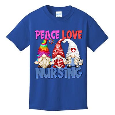 Funny Peace Love Nursing Gnome And Certified Nurse Gift Kids T-Shirt