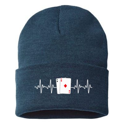 Funny Poker Lover Design Gamblers Poker Player Sustainable Knit Beanie