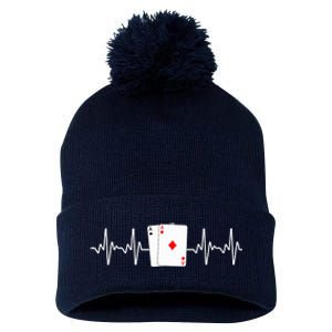 Funny Poker Lover Design Gamblers Poker Player Pom Pom 12in Knit Beanie