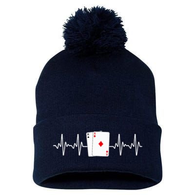 Funny Poker Lover Design Gamblers Poker Player Pom Pom 12in Knit Beanie