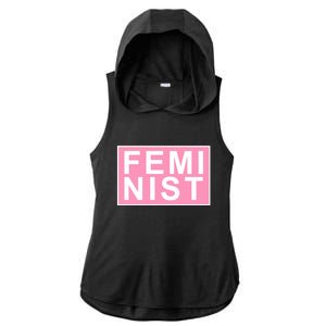 Feminist Pink Logo Ladies PosiCharge Tri-Blend Wicking Draft Hoodie Tank