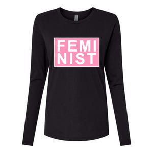 Feminist Pink Logo Womens Cotton Relaxed Long Sleeve T-Shirt