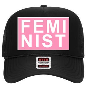 Feminist Pink Logo High Crown Mesh Back Trucker Hat