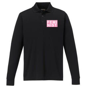 Feminist Pink Logo Performance Long Sleeve Polo