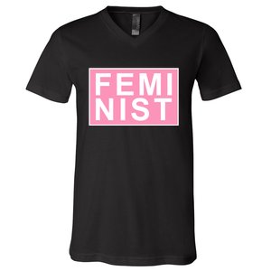 Feminist Pink Logo V-Neck T-Shirt