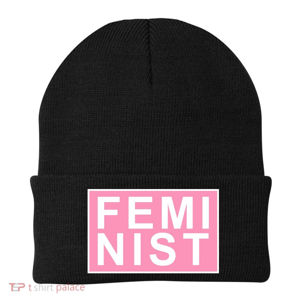 Feminist Pink Logo Knit Cap Winter Beanie