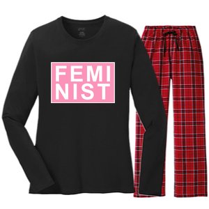 Feminist Pink Logo Women's Long Sleeve Flannel Pajama Set 