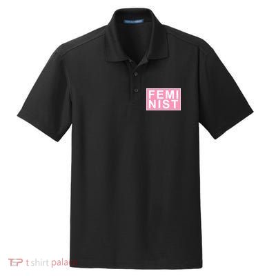 Feminist Pink Logo Dry Zone Grid Polo