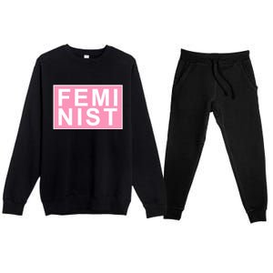 Feminist Pink Logo Premium Crewneck Sweatsuit Set