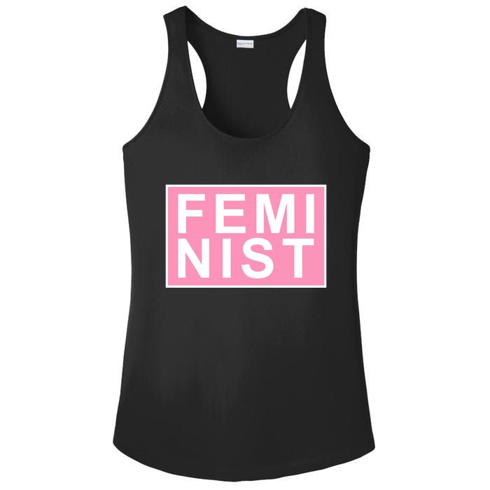 Feminist Pink Logo Ladies PosiCharge Competitor Racerback Tank