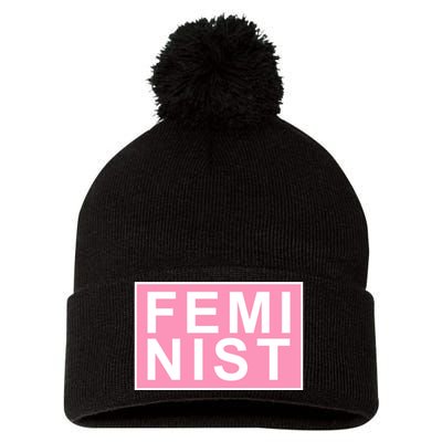 Feminist Pink Logo Pom Pom 12in Knit Beanie