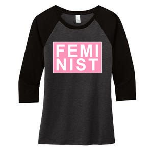 Feminist Pink Logo Women's Tri-Blend 3/4-Sleeve Raglan Shirt