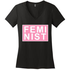 Feminist Pink Logo Women's V-Neck T-Shirt