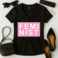 Feminist Pink Logo Women's V-Neck T-Shirt