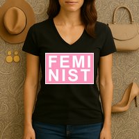 Feminist Pink Logo Women's V-Neck T-Shirt