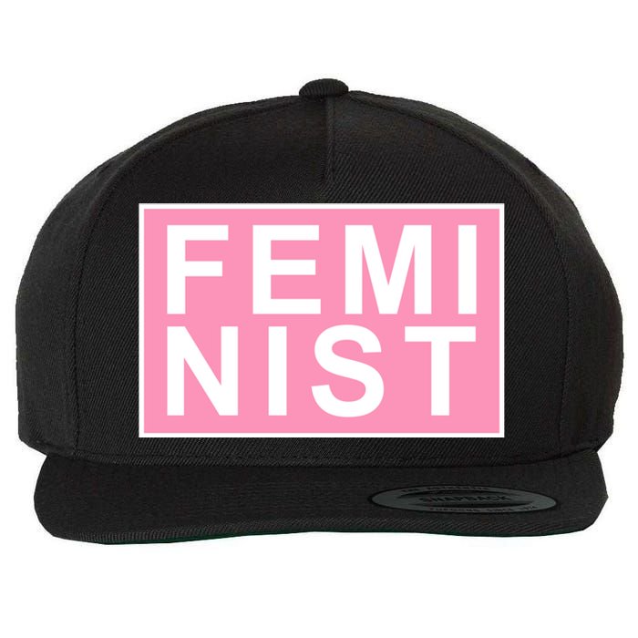 Feminist Pink Logo Wool Snapback Cap