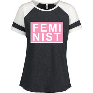 Feminist Pink Logo Enza Ladies Jersey Colorblock Tee