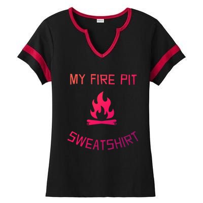 Fire Pit Lake Life Campfire Bonfire Camping Gift Ladies Halftime Notch Neck Tee