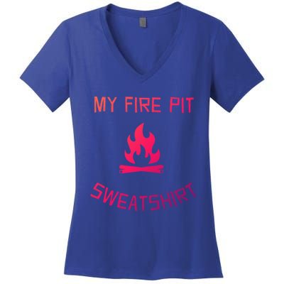 Fire Pit Lake Life Campfire Bonfire Camping Gift Women's V-Neck T-Shirt