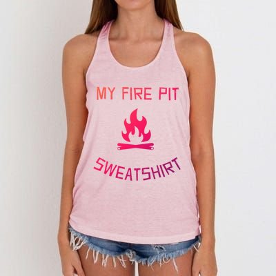 Fire Pit Lake Life Campfire Bonfire Camping Gift Women's Knotted Racerback Tank