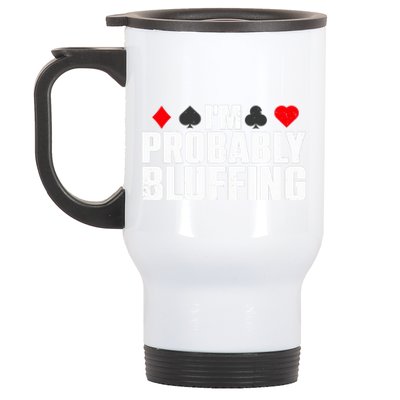 Funny Poker Lover Art Casino Play Card Gambler Stainless Steel Travel Mug