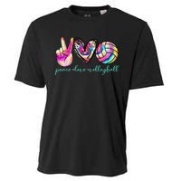 funny Peace Love Volleyball Player Tie Dye Style Cooling Performance Crew T-Shirt