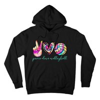 funny Peace Love Volleyball Player Tie Dye Style Hoodie