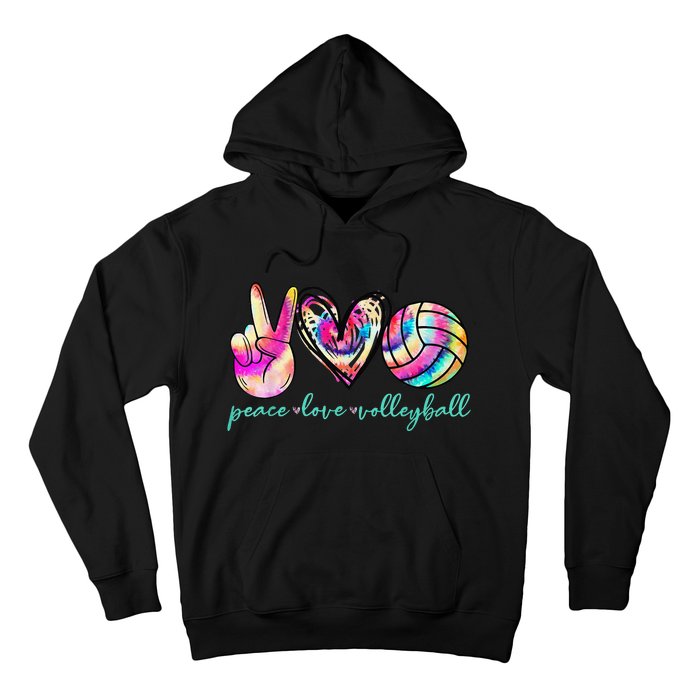 funny Peace Love Volleyball Player Tie Dye Style Hoodie