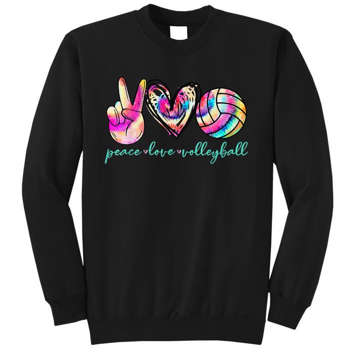 funny Peace Love Volleyball Player Tie Dye Style Sweatshirt