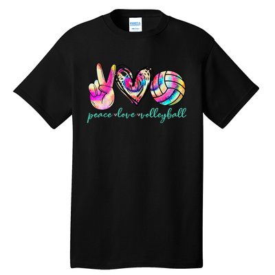 funny Peace Love Volleyball Player Tie Dye Style Tall T-Shirt